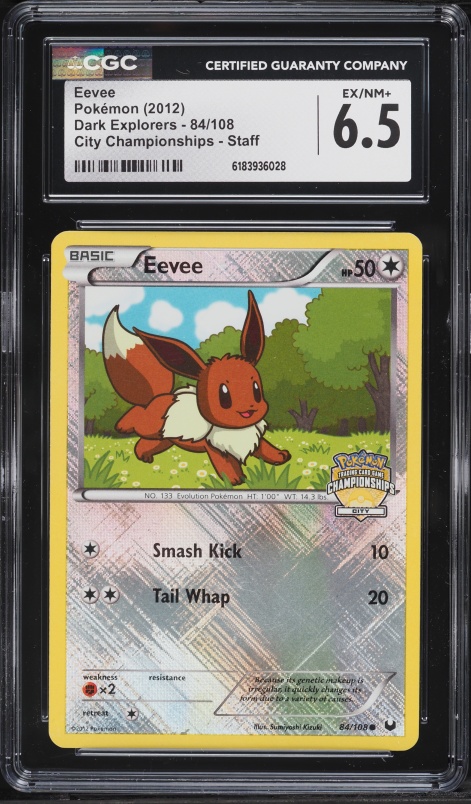 2012 Pokemon Dark Explorers City Championships Staff Eevee #84 CGC 6.5 EXMT+