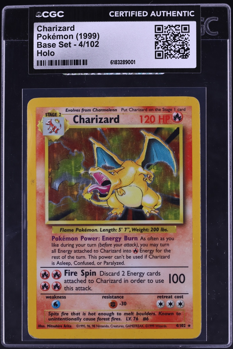 1999 Pokemon Base Set Holo Charizard #4 CGC AUTH
