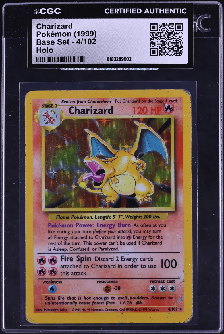 1999 Pokemon Base Set Holo Charizard #4 CGC AUTH