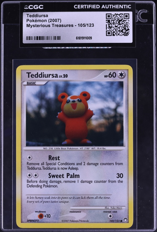 2007 Pokemon Diamond & Pearl Mysterious Treasures Teddiursa #105 CGC AUTH