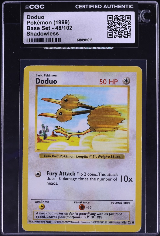 1999 Pokemon Base Set Shadowless Doduo #48 CGC AUTH