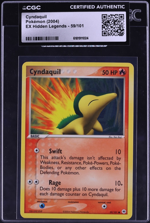 2004 Pokemon EX Hidden Legends Cyndaquil #59 CGC AUTH