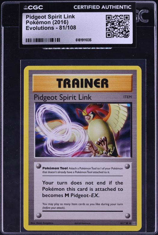 2016 Pokemon XY Evolutions Pidgeot Spirit Link #81 CGC AUTH