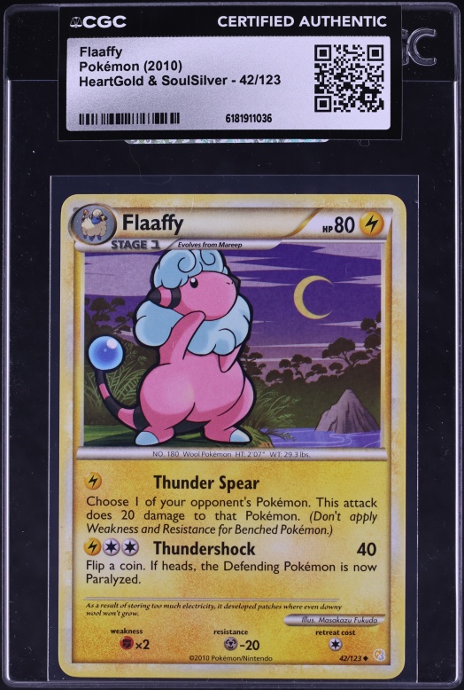 2010 Pokemon HeartGold & SoulSilver Flaaffy #42 CGC AUTH