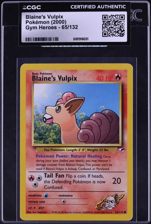 2000 Pokemon Gym Heroes Blaine's Vulpix #65 CGC AUTH