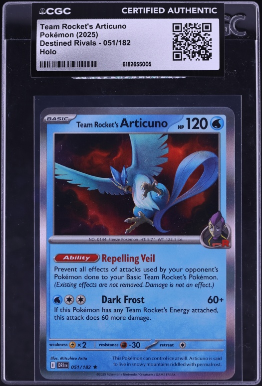 2025 Pokemon Scarlet & Violet Destined Rivals Holo Team Rocket's Articuno #51 CGC AUTH