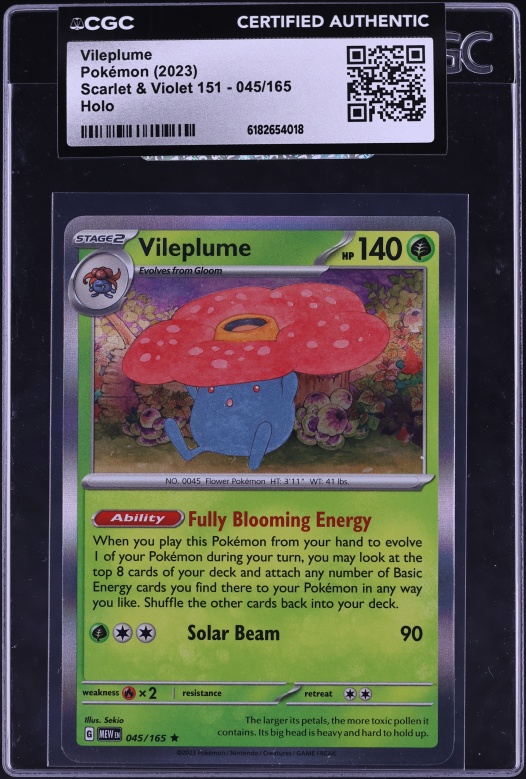 2023 Pokemon Scarlet & Violet 151 Holo Vileplume #45 CGC AUTH