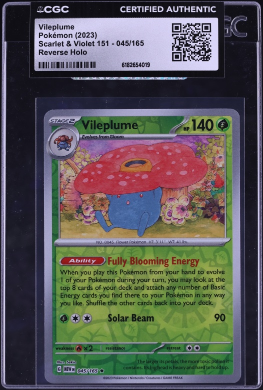 2023 Pokemon Scarlet & Violet 151 Reverse Holo Vileplume #045 CGC AUTH