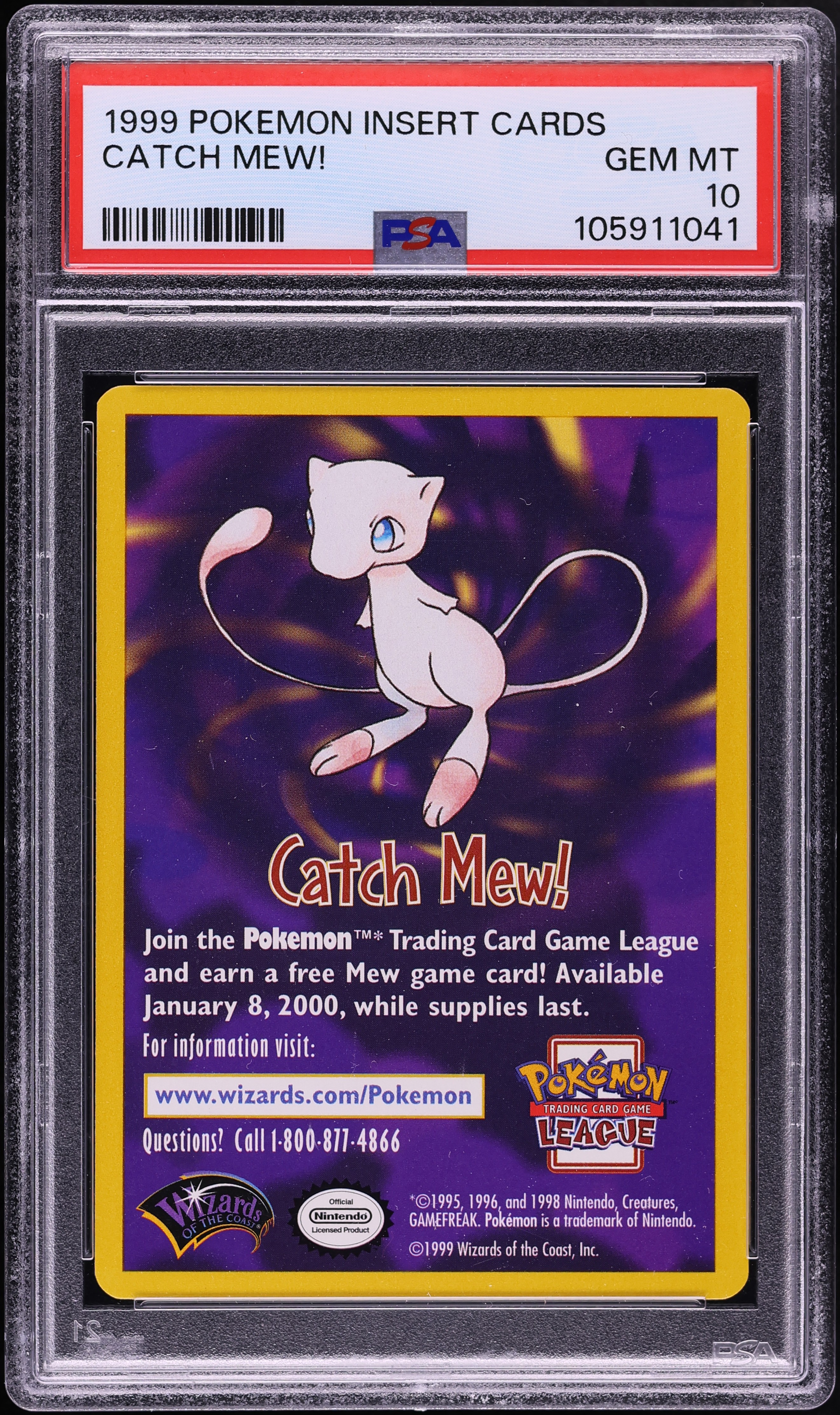 mew pokemon card 1995 promo 1999 Insert Cards Catch Mew! PSA 10 GEM MINT on Fanatics Collect [P] Psywave (10x) Does 10 damage times the number of Energy cards attached to the Defending Pokemon Pokemon Ancient Mew Movie Promo