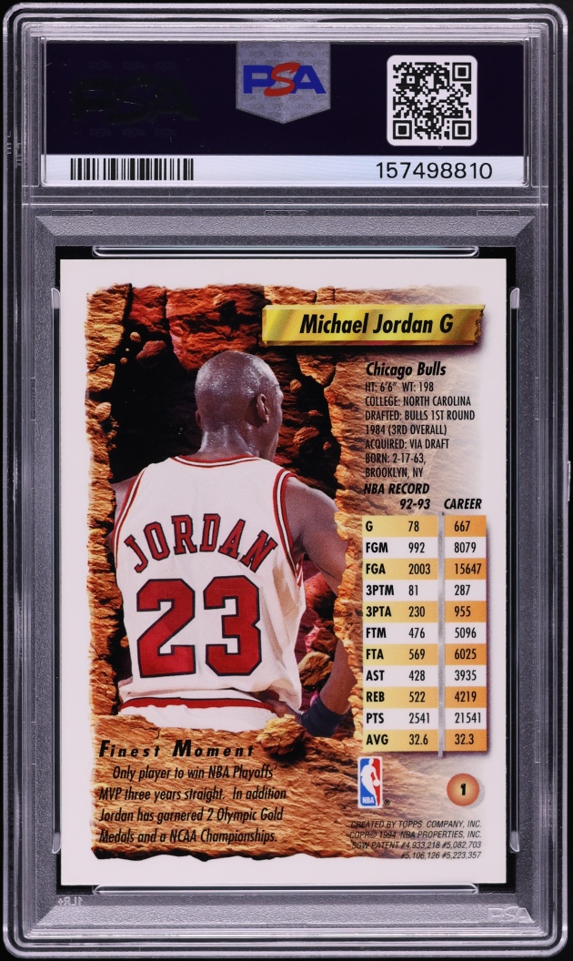1993 Finest Basketball Michael Jordan #1 PSA 8 NM-MT