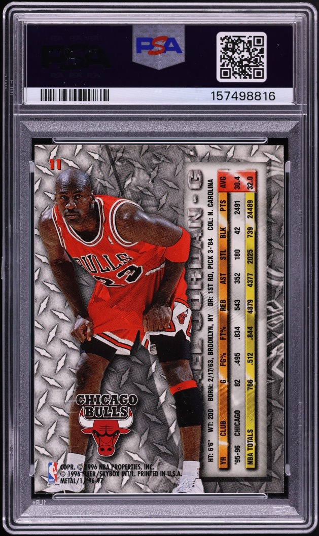 1996 Metal Basketball Michael Jordan #11 PSA 9 MINT