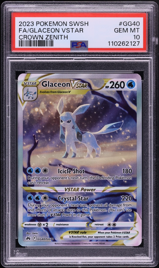 2023 Pokemon Sword & Shield Crown Zenith Alt Art Glaceon VSTAR #GG40 PSA 10 GEM MINT