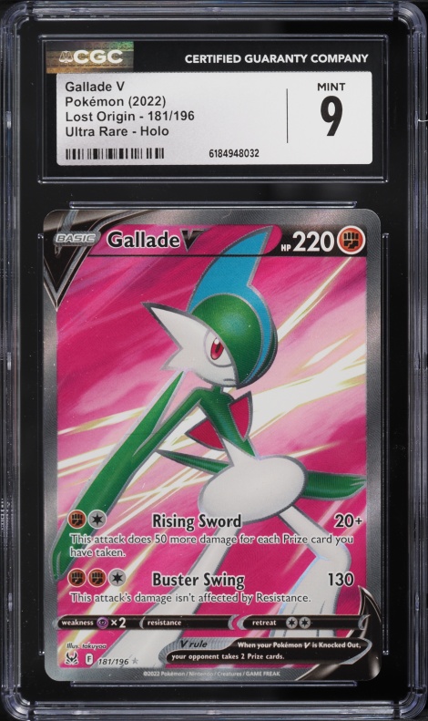 2022 Pokemon Sword & Shield Lost Origin Full Art Gallade V #181 CGC 9 MINT