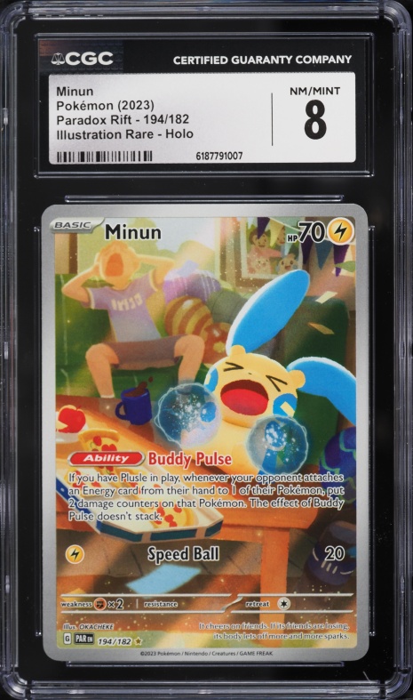 2023 Pokemon Scarlet & Violet Paradox Rift IR Minun #194 CGC 8 NM-MT