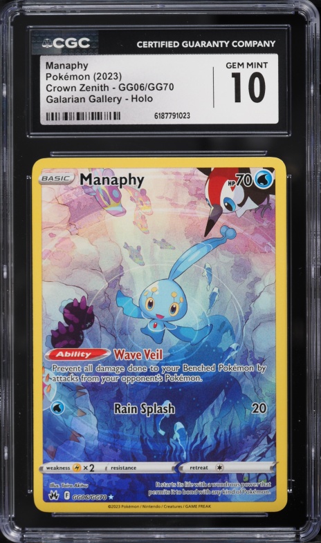 2023 Pokemon Sword & Shield Crown Zenith Galarian Gallery Full Art Manaphy #GG06 CGC 10 GEM