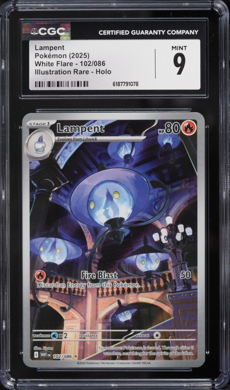 2025 Pokemon Scarlet & Violet White Flare IR Lampent #102 CGC 9 MINT