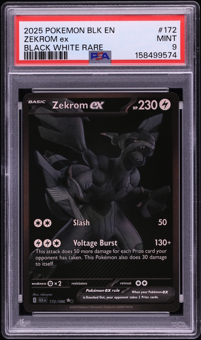 2025 Pokemon Scarlet & Violet Black Bolt BWR Zekrom ex #172 PSA 9 MINT
