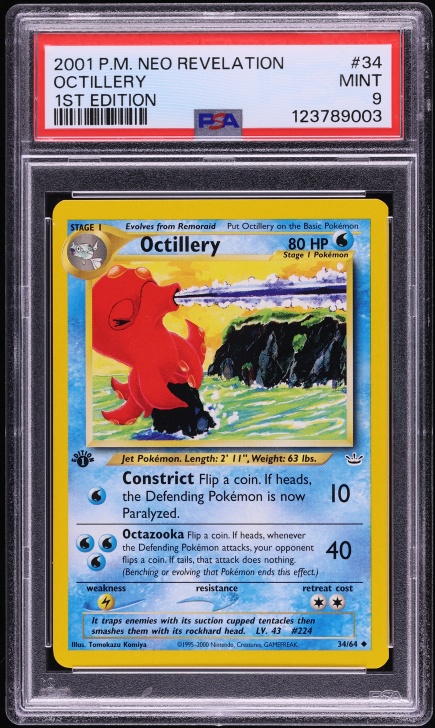 2001 Pokemon Neo Revelation 1st Edition Octillery #34 PSA 9 MINT