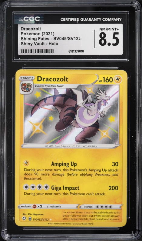 2021 Pokemon Sword & Shield Shining Fates Shiny Vault Holo Dracozolt #SV045 CGC 8.5 NM-MT+