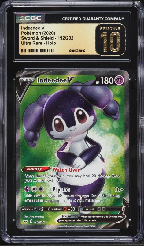 2020 Pokemon Sword & Shield Full Art Indeedee V #192 CGC 10 PRISTINE