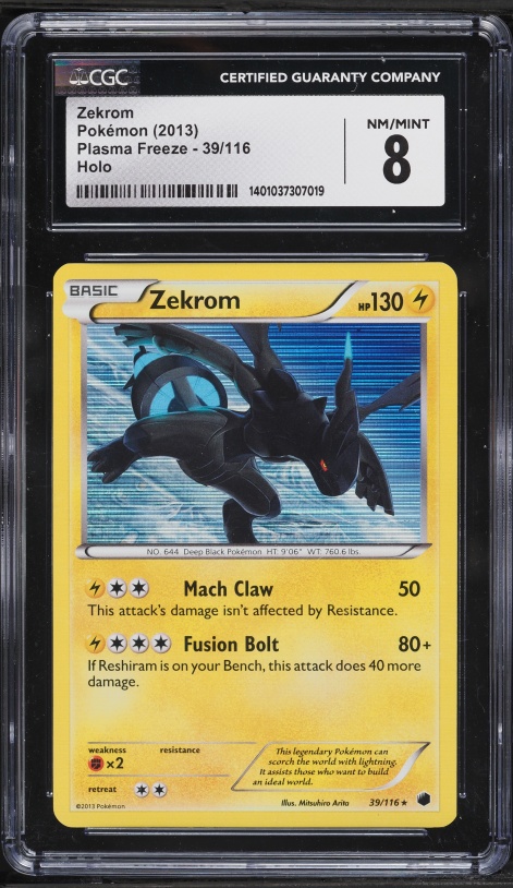 2013 Pokemon Black & White Plasma Freeze Holo Zekrom #39 CGC 8 NM-MT