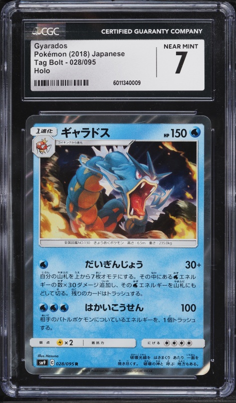 2018 Pokemon Japanese Sun & Moon Tag Bolt Holo Gyarados #28 CGC 7 NRMT