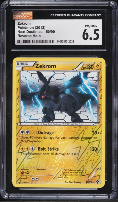 2012 Pokemon Black & White Next Destinies Reverse Holo Zekrom #50 CGC 6.5 EXMT+