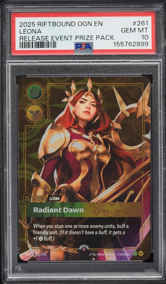 2025 Riftbound League Of Legends LoL Origins Release Event Prize Pack Leona #261 PSA 10 GEM