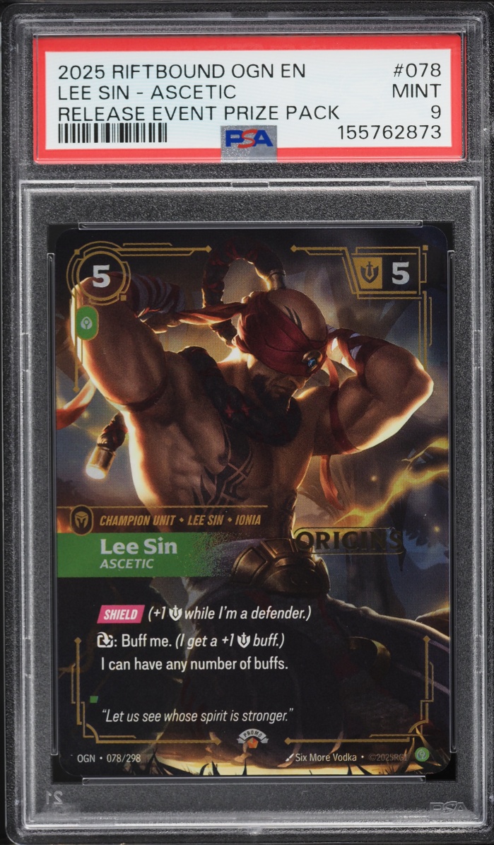 2025 Riftbound League Of Legends LoL Origins Release Event Prize Pack Lee Sin Ascetic PSA 9