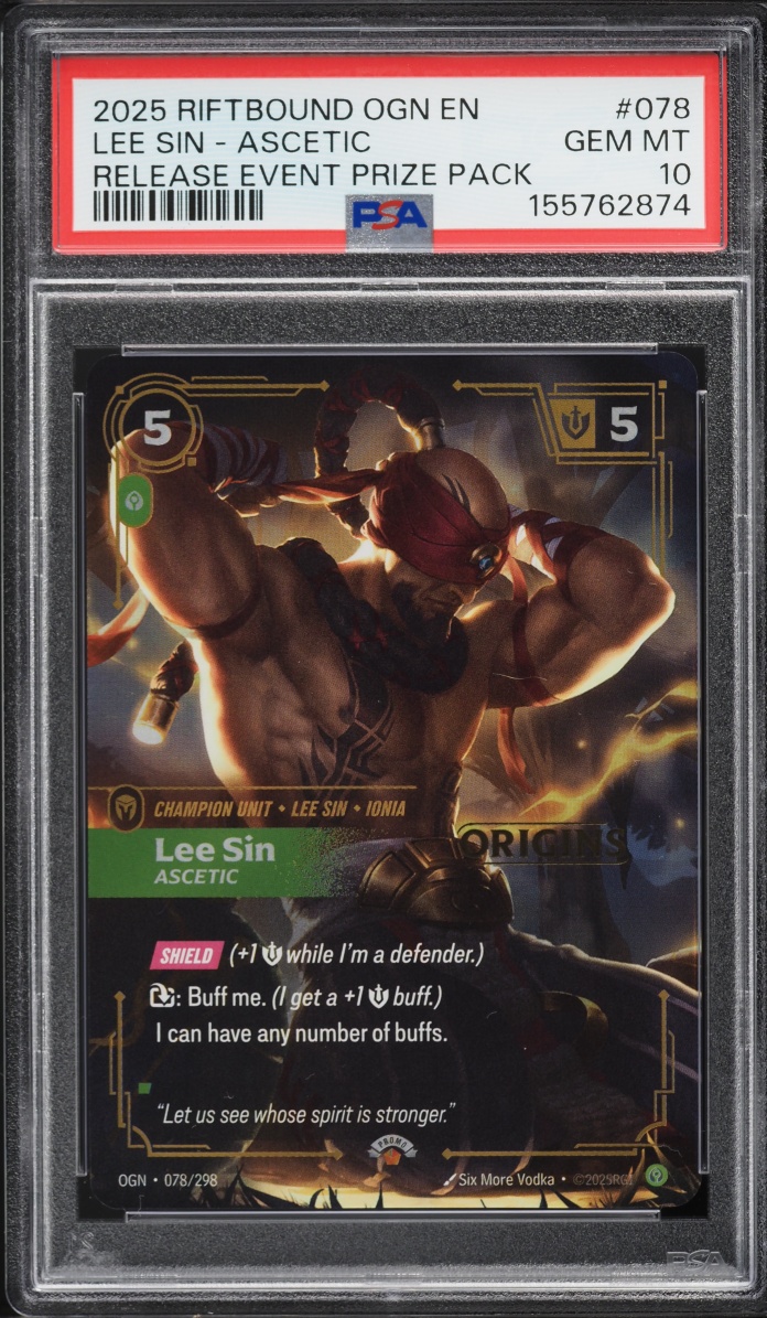 2025 Riftbound League Of Legends LoL Origins Release Event Prize Pack Lee Sin Ascetic PSA 10