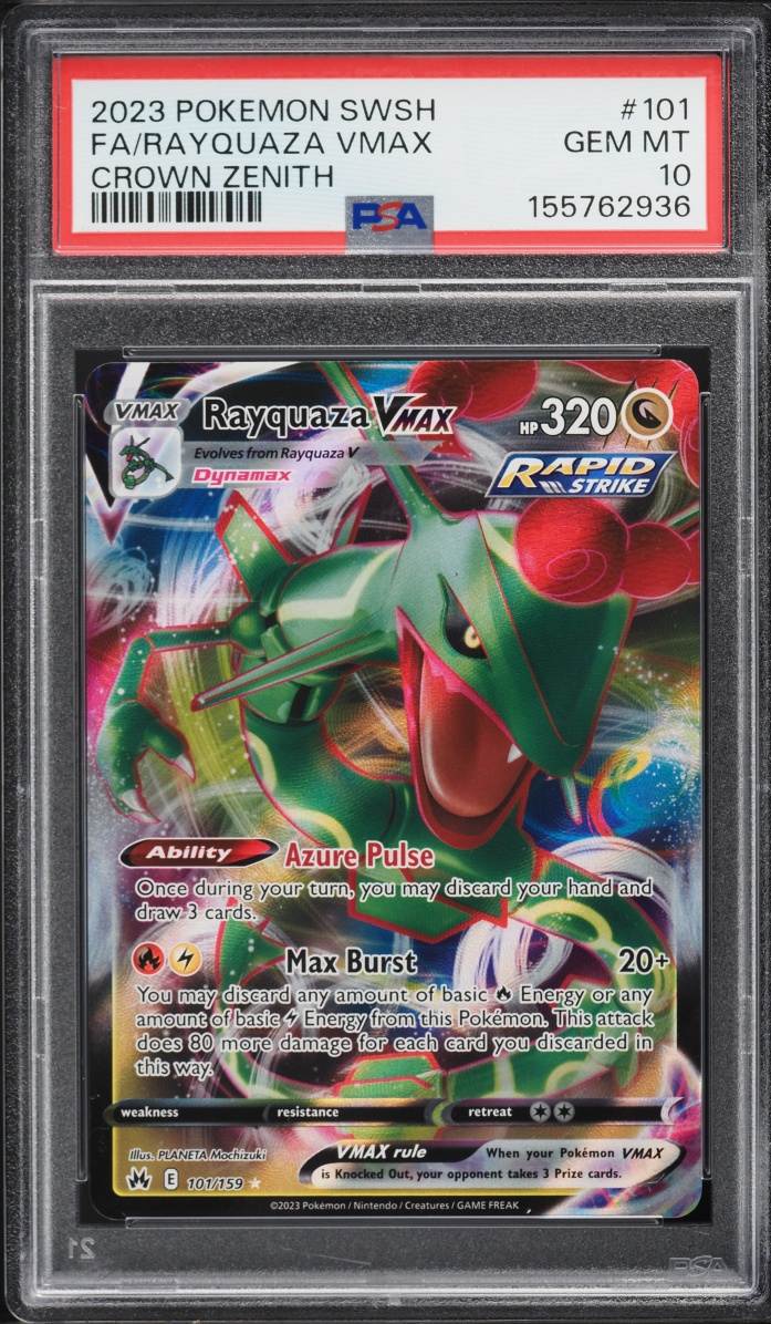 2023 Pokemon Sword & Shield Crown Zenith Alt Art Rayquaza VMAX #101 PSA 10 GEM MINT