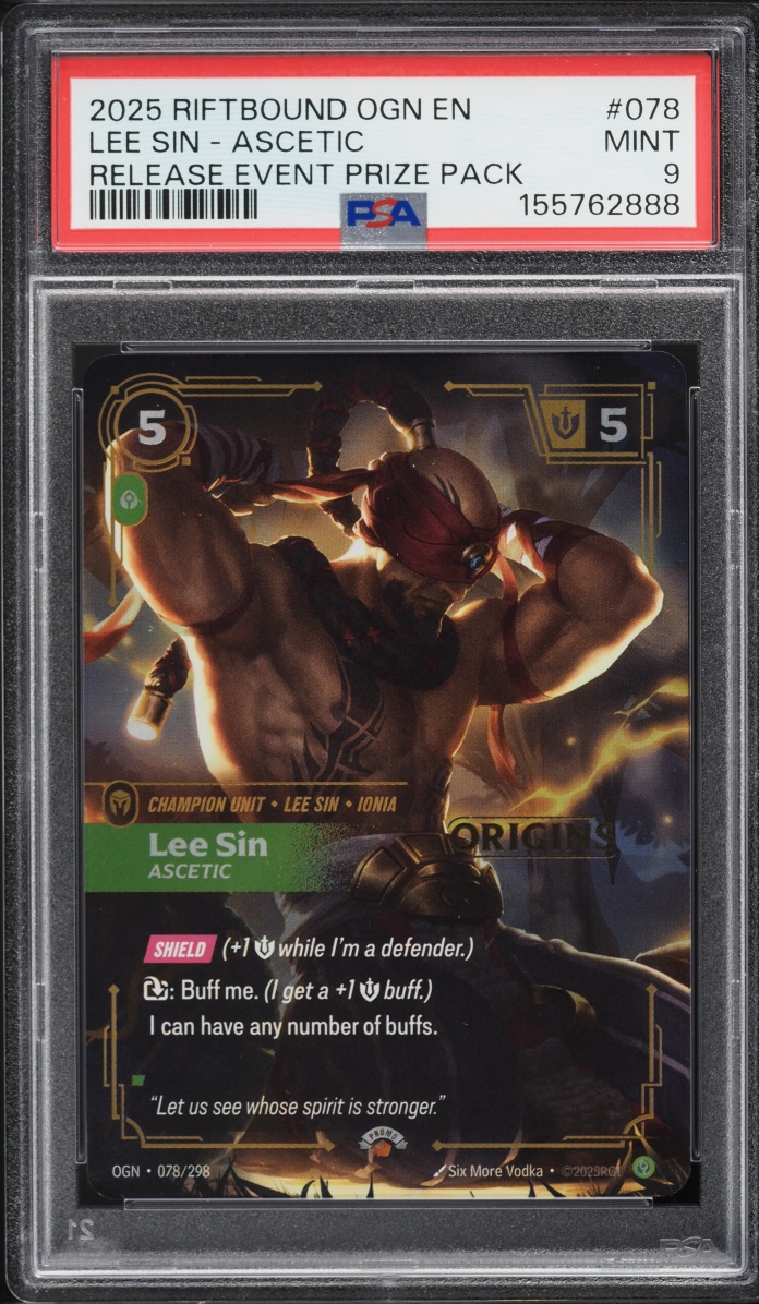 2025 Riftbound League Of Legends LoL Origins Release Event Prize Pack Lee Sin Ascetic PSA 9
