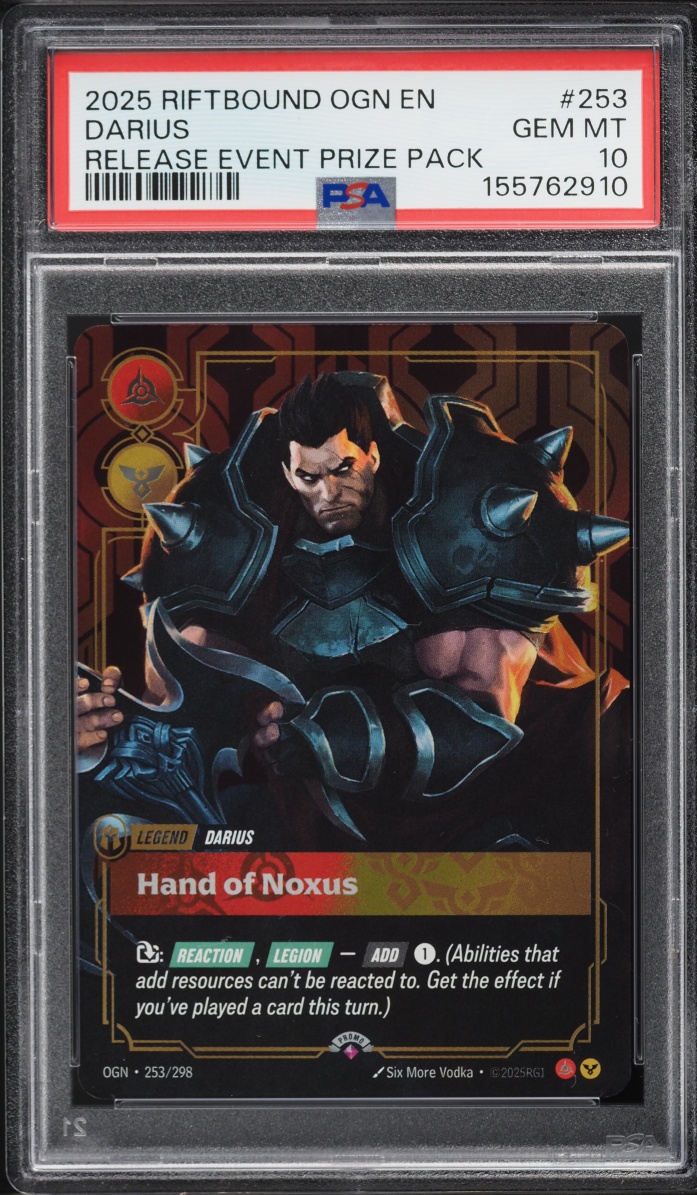 2025 Riftbound League Of Legends LoL Origins Release Event Prize Pack Darius #253 PSA 10 GEM
