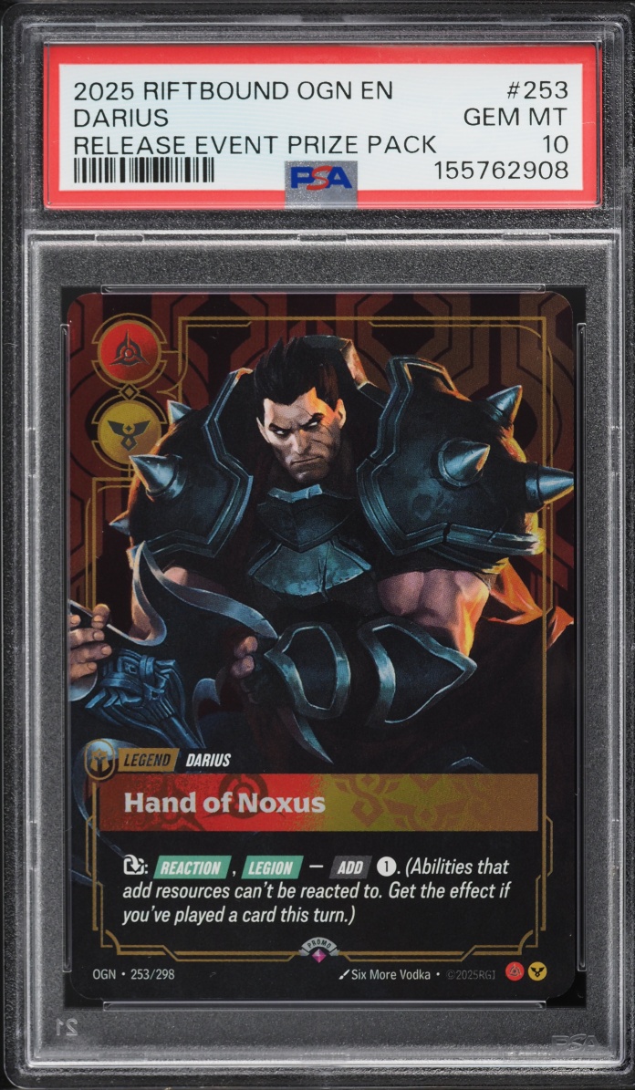 2025 Riftbound League Of Legends LoL Origins Release Event Prize Pack Darius #253 PSA 10 GEM
