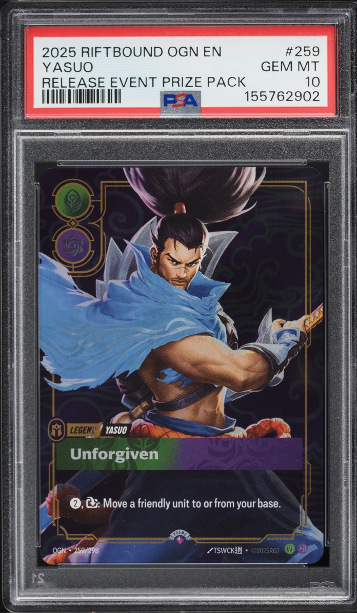 2025 Riftbound League Of Legends LoL Origins Release Event Prize Pack Yasuo #259 PSA 10 GEM