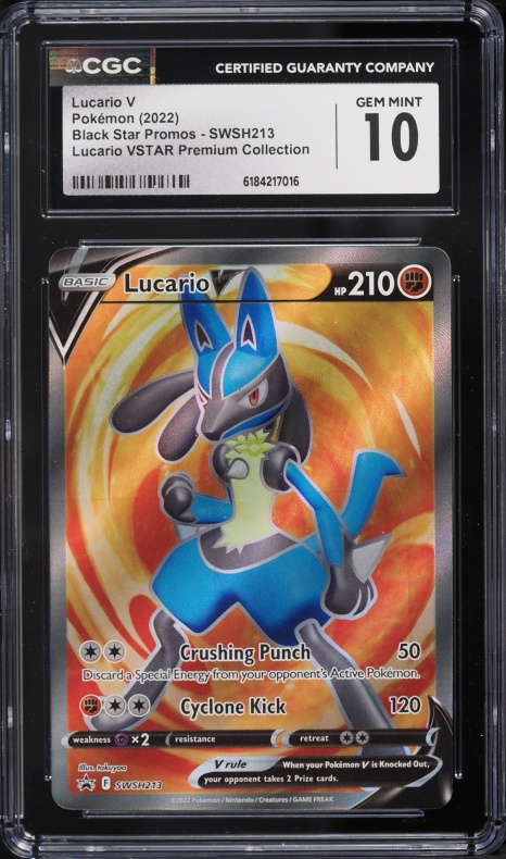 2022 Pokemon Sword & Shield Promo VSTAR Premium Full Art Lucario V #SWSH213 CGC 10 GEM MINT