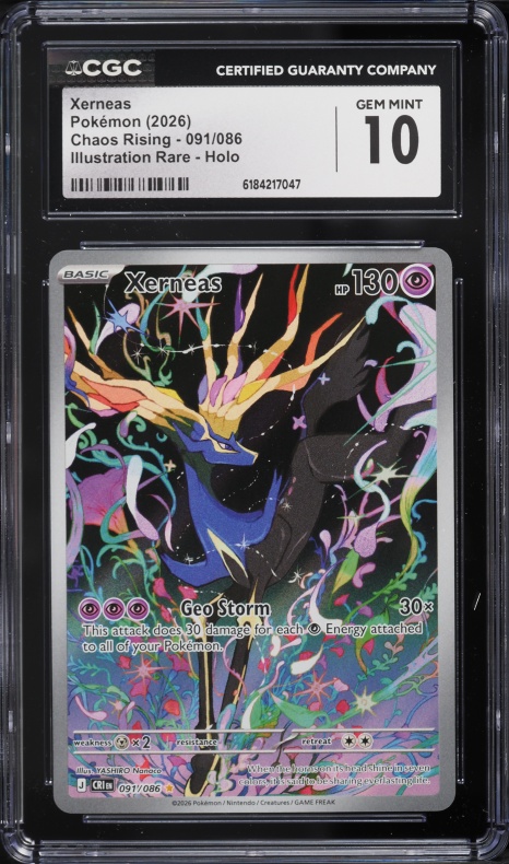 2026 Pokemon Mega Evolution Chaos Rising IR Xerneas #91 CGC 10 GEM