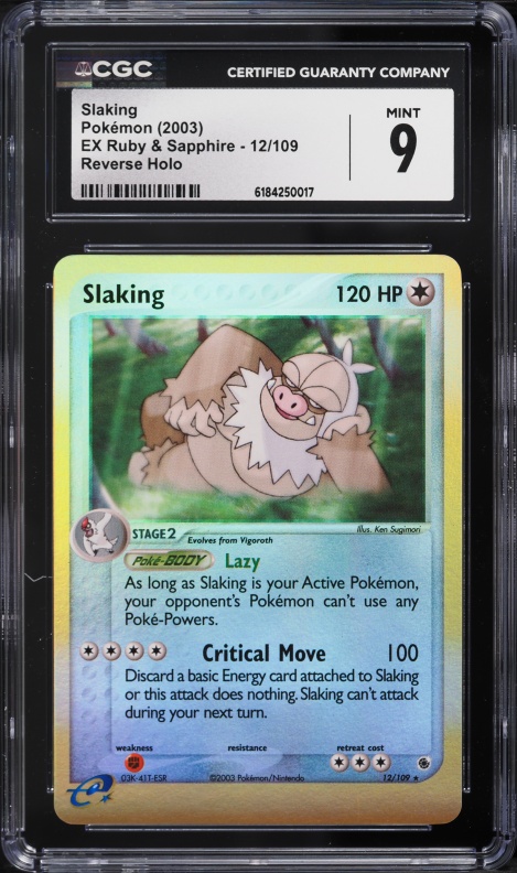 2003 Pokemon EX Ruby & Sapphire Reverse Holo Slaking #12 CGC 9 MINT