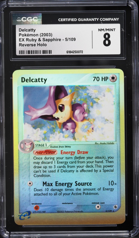 2003 Pokemon EX Ruby & Sapphire Reverse Holo Delcatty #5 CGC 8 NM-MT