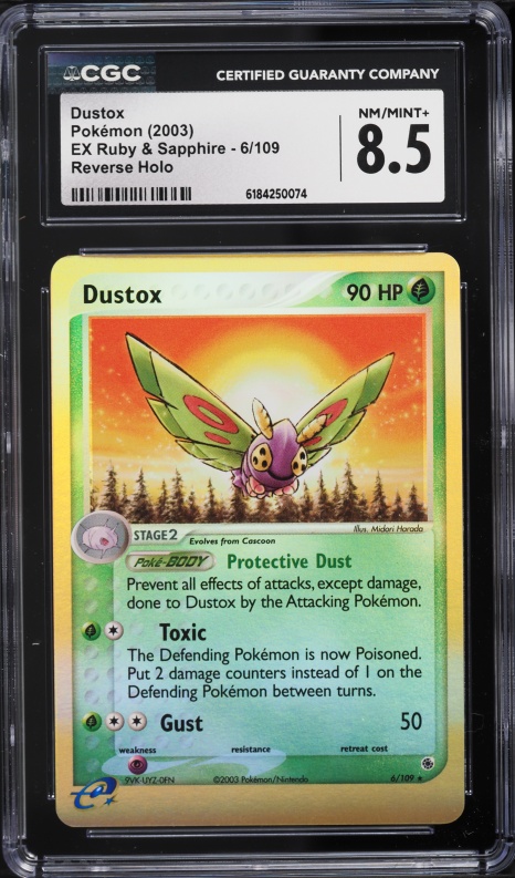 2003 Pokemon EX Ruby & Sapphire Reverse Holo Dustox #6 CGC 8.5 NM-MT+