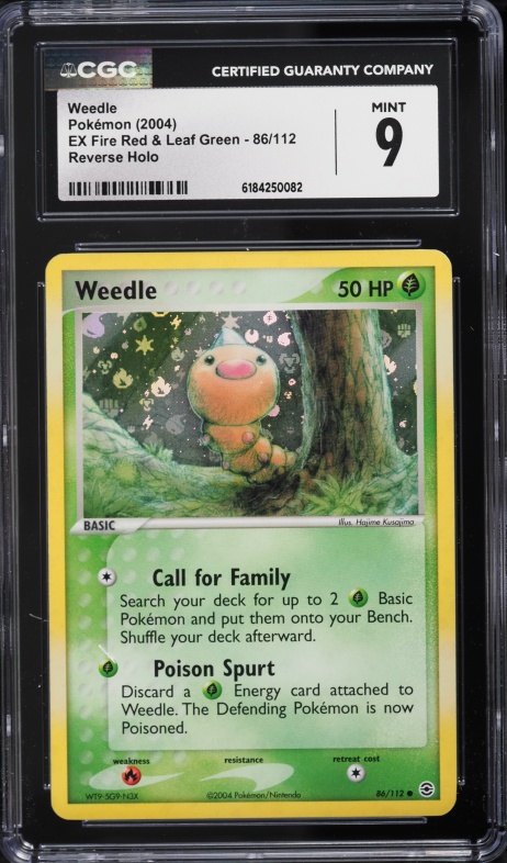 2004 Pokemon EX Fire Red & Leaf Green Reverse Holo Weedle #86 CGC 9 MINT