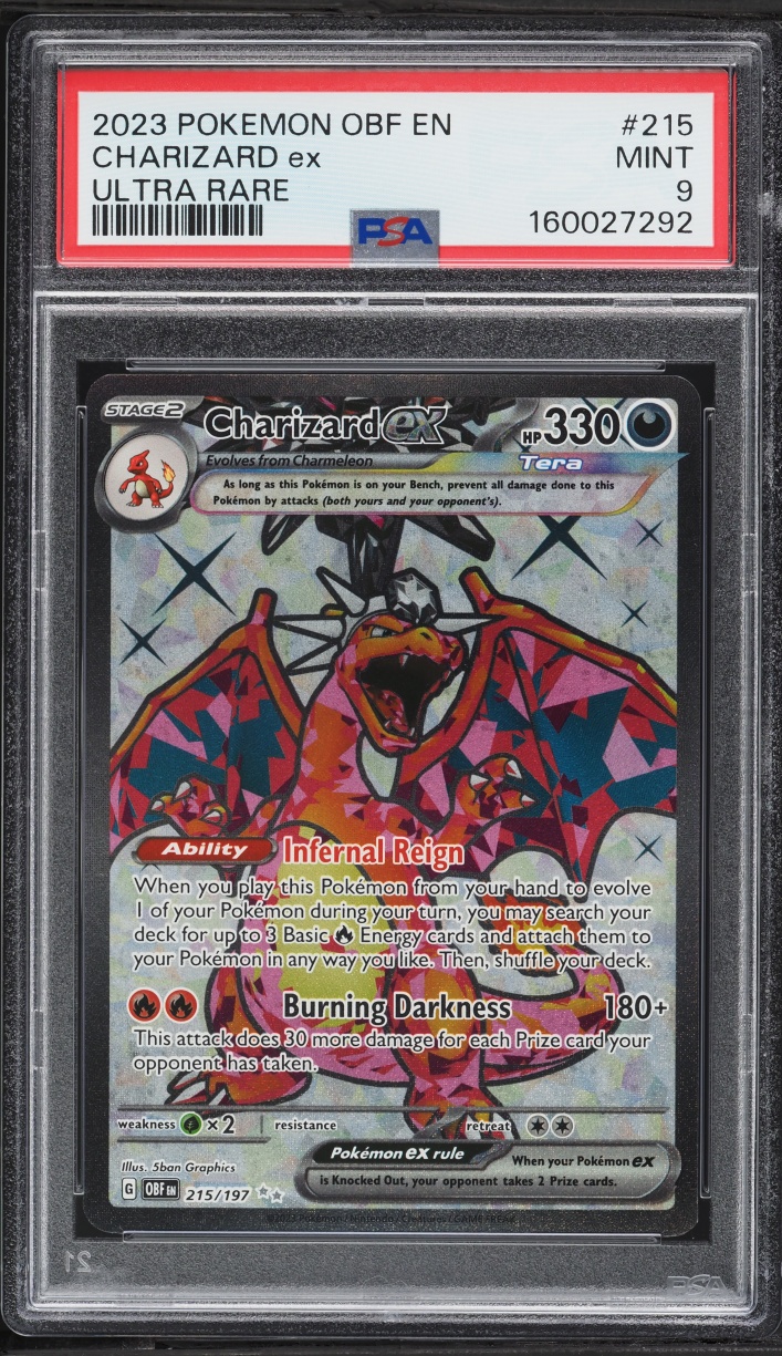 2023 Pokemon Scarlet & Violet Obsidian Flames Full Art Charizard Ex #215 PSA 9 MINT