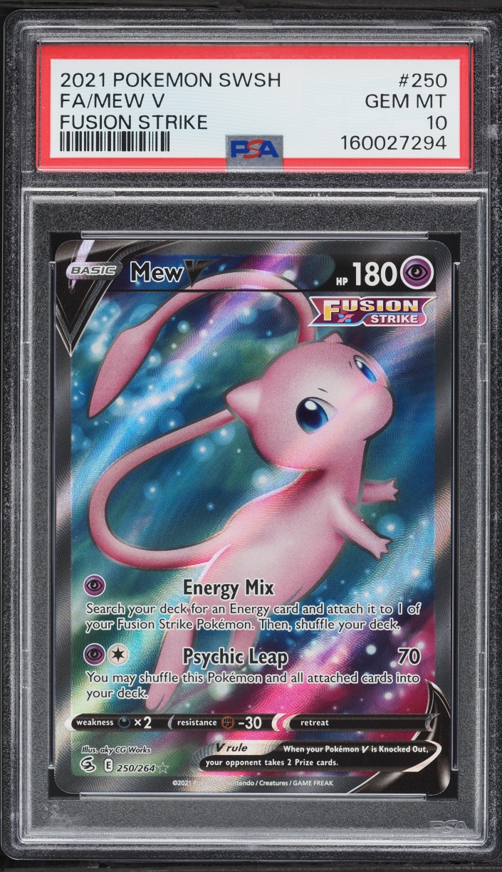 2021 Pokemon Sword & Shield Fusion Strike Full Art Mew V #250 PSA 10 GEM MINT