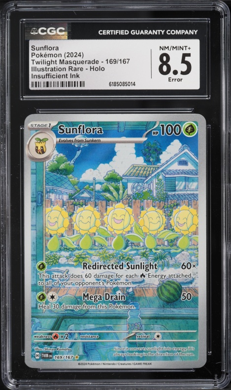 2024 Pokemon Scarlet & Violet Twilight Masquerade IR Sunflora #169 CGC 8.5 NM-MT+
