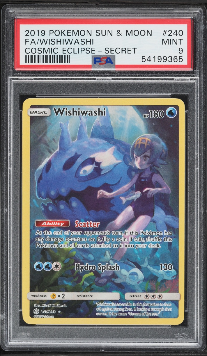 2019 Pokemon Sun & Moon Cosmic Eclipse Full Art Wishiwashi #240 PSA 9 MINT