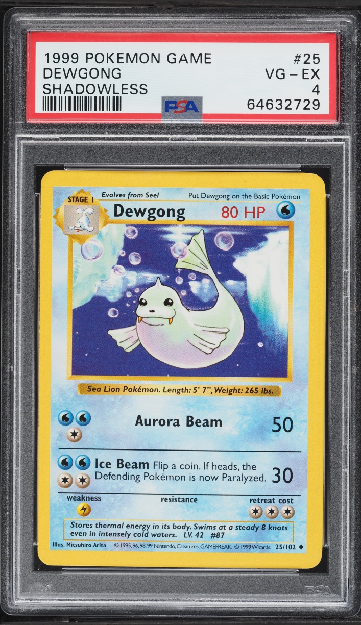 1999 Pokemon Base Set Shadowless Dewgong #25 PSA 4 VGEX