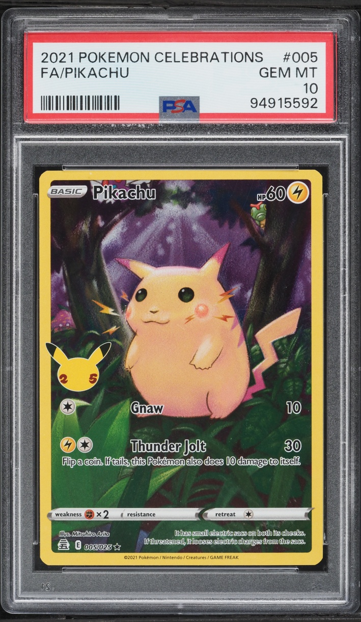 2021 Pokemon Sword & Shield Celebrations Full Art Pikachu #5 PSA 10 GEM MINT