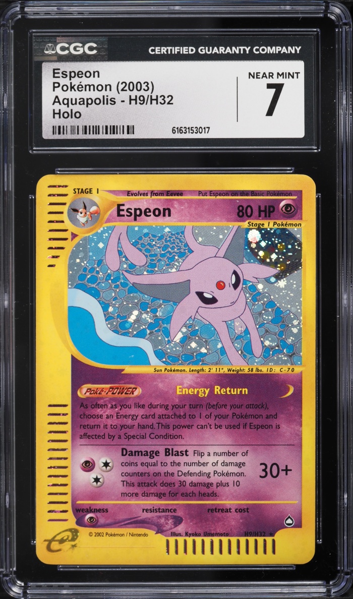 2003 Pokemon Aquapolis Holo Espeon #H9 CGC 7 NRMT