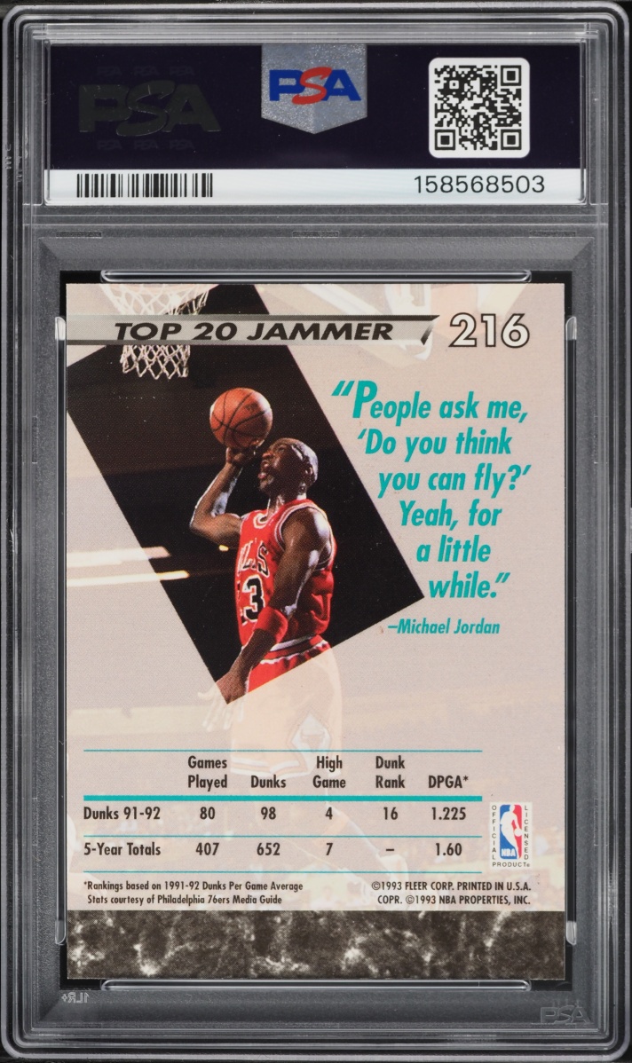 1992 Ultra Basketball Michael Jordan #216 PSA 8 NM-MT
