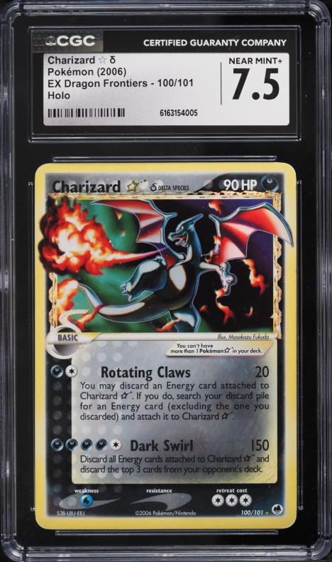 2006 Pokemon EX Dragon Frontiers Holo Charizard Gold Star #100 CGC 7.5 NRMT+
